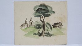 Baum, im Hintergrund 2 Kirchtürme null